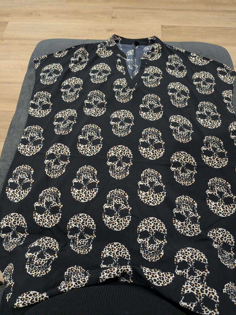 EMERY ROSE Skull Leopard Print Blouse Size 5XL